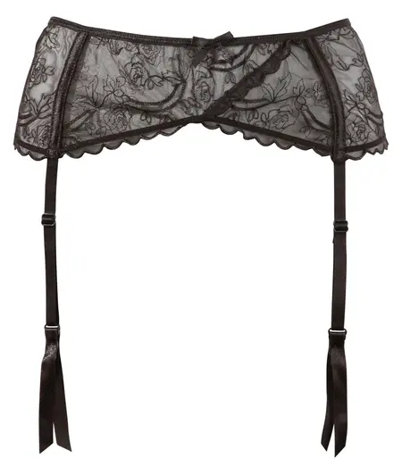 Cottelli Collection Suspender Belt Black XL Adjustable Embroidered