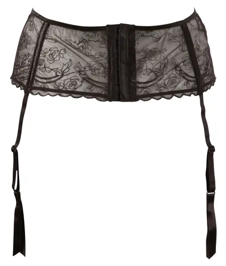 Cottelli Collection Suspender Belt Black L - Adjustable Embroidered Design