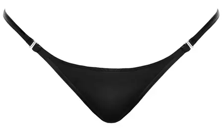 Noir Powerwetlook G-String L/XL with Silver Side Hooks, Black
