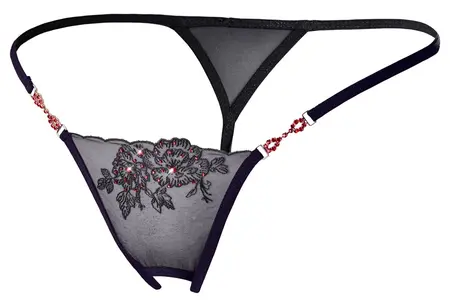 Cottelli Collection Red Gem Embroidered Lingerie String S/M