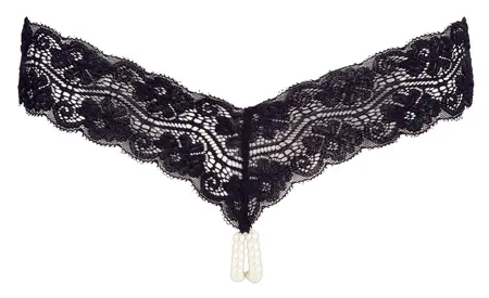 Cottelli Collection String Model M with Decorative Pearl Accents Black