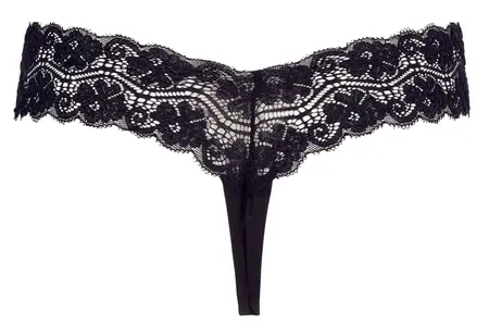 Cottelli Collection String Model M with Decorative Pearl Accents Black
