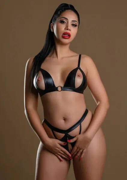 Daring Intimates Wetlook 2-Piece Bra Set Open Cup & Crotch Black S/M
