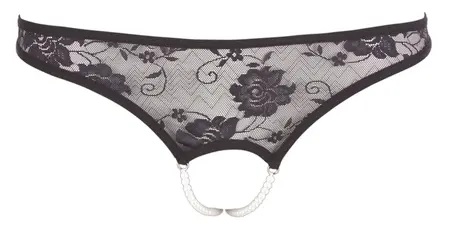 Cottelli Collection Floral Lace Pearl String Black XL