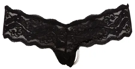 Cottelli Collection String Pearls Black M - Floral Lace Waistband Design