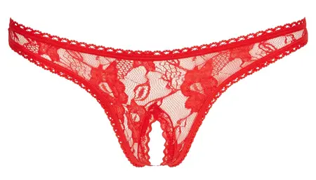 Cottelli Collection Lace Thong Red M - Floral Openwork Design