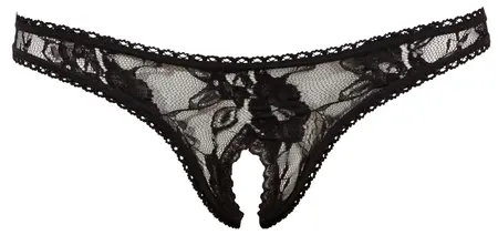 Cottelli Collection Lace Detail Crotchless String Black S
