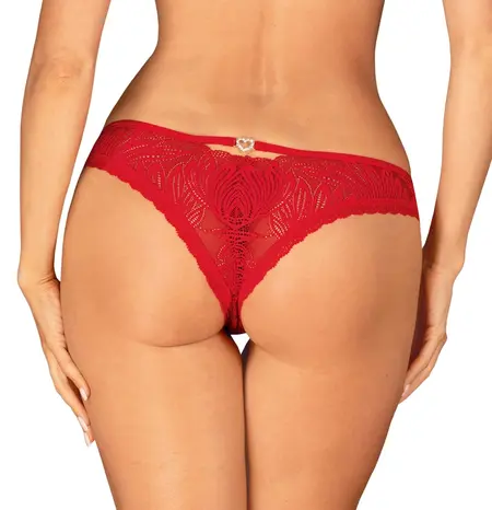 Obsessive Chilisa Panties XL/2XL Floral Lace, Red, Decorative Heart