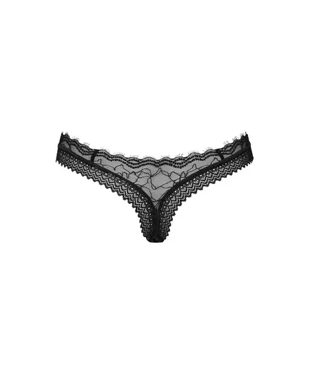 Obsessive Medilla Lace Thong XL/2XL Black - Eyelash Lace & Comfort