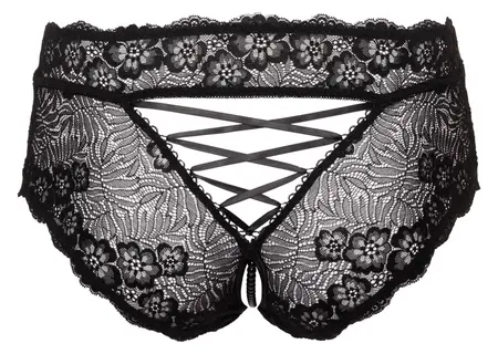 Cottelli CURVES Panties XL Black Lace with Decorative Pearl Detail