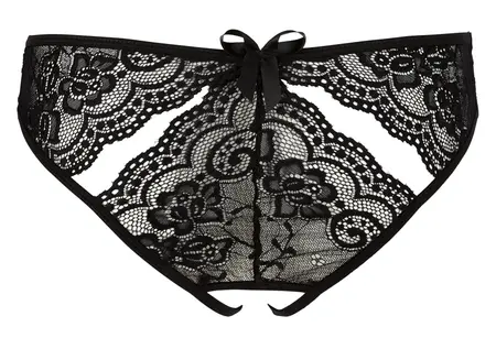Cottelli Collection Black Lace Crotchless Briefs M - Elegant Openwork Design