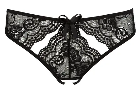 Cottelli Collection Black Lace Crotchless Briefs S - Elegant Cut-Out Design