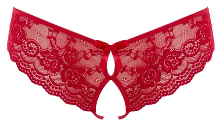 Cottelli Collection Lace Briefs M - Black Floral, Crotchless Design