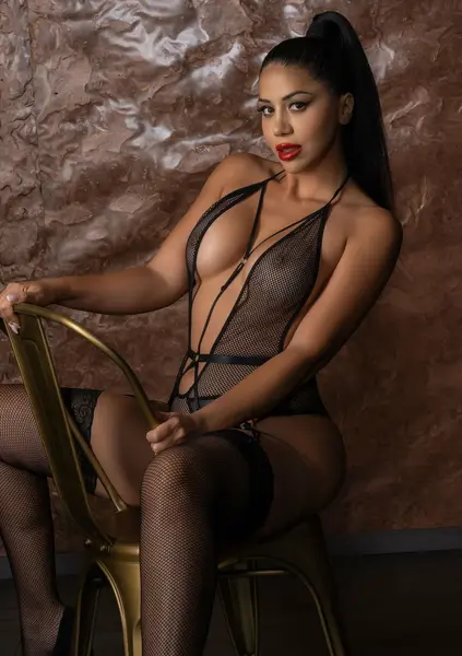 Svenjoyment Wetlook and Fishnet Bodysuit Black Adjustable Halter S/M