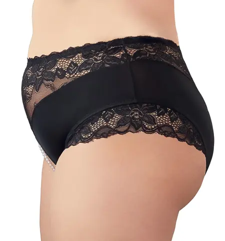 Cottelli Collection Pearl Briefs Black L - Lace Detail, Pearl Accent