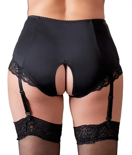 Cottelli Collection Suspender Briefs XL with Lace Detailing, Black