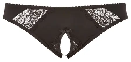 Cottelli Collection Crotchless Briefs 3XL with Lace Accents Black