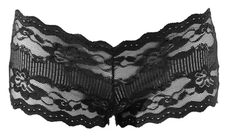 Cottelli Collection Black Lace Panties XL Floral Pattern Open Back