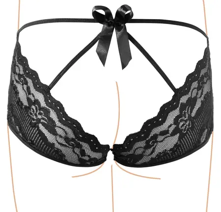 Cottelli Collection Floral Lace Panties Black M Decorative Bow