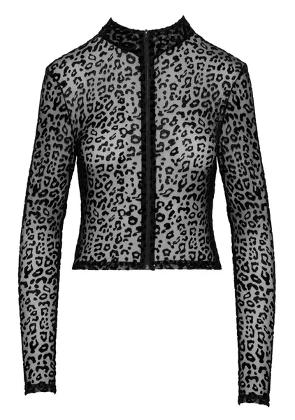 Noir Handmade Top Leo XL - Semi-Transparent Mesh, Leopard Pattern