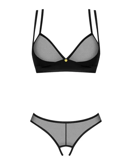 Obsessive Nesari Intimate Mesh Set XS/S Black Adjustable Straps