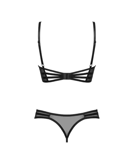 Obsessive Roxelia Set XL/2XL Longline Bra & Crotchless Thong Black