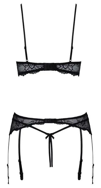 Cottelli Lingerie 3-Piece Black Lace Set 85B/L with Shimmery Details