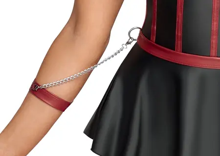 Cottelli Bondage Lift Bra Set 80B/M Black-Red, Adjustable Arm Cuffs
