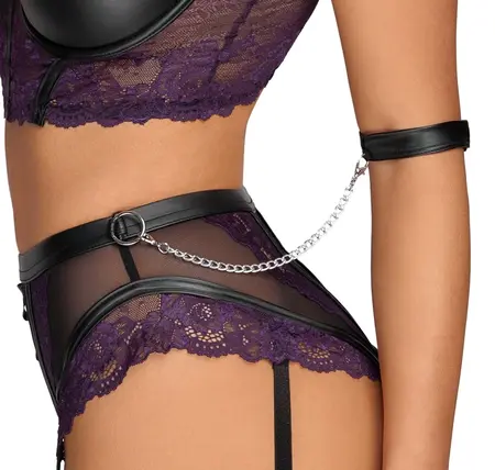 Cottelli Bondage Quarter Cup Set 75B/S Lace & Matte Black Finish