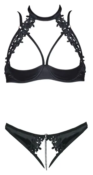 Cottelli Lingerie Shelf Bra Set 85B/L with Embroidered Floral Design