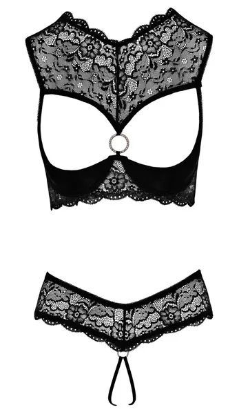 Cottelli Collection Shelf Bra Set 85B/L with Lace and Decorative Ring