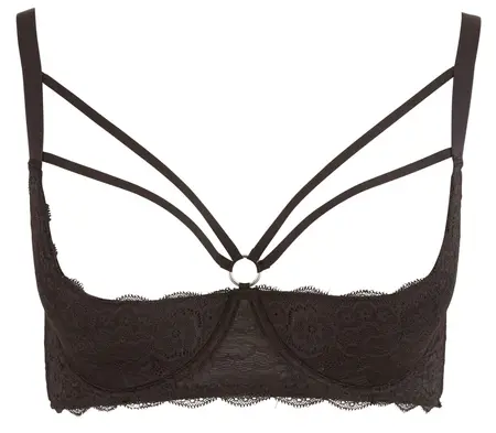 Cottelli Collection Shelf Bra Lace 90D Black - Floral Lace, Adjustable Straps
