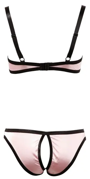 Cottelli Collection Satin Shelf Bra Set 85B/L Black & Red Contrast