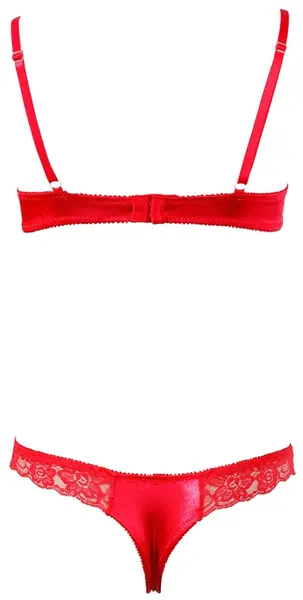 Cottelli Collection Lingerie Half-Cup Bra Set Red 80B/M Premium Satin