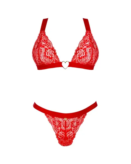 Obsessive Elianes Lingerie Set XL/2XL Red Lace, Adjustable Straps
