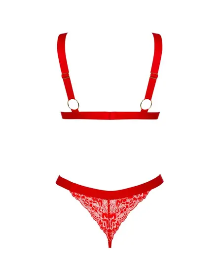 Obsessive Elianes Lingerie Set XL/2XL Red Lace, Adjustable Straps