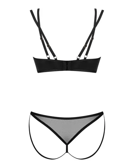 Obsessive Nesari Intimate Set XL/2XL, Black, Stretch Mesh & Opaque Finish
