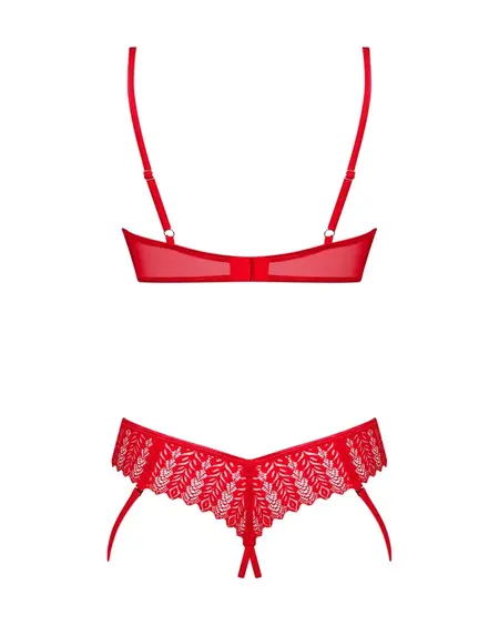 Obsessive Ingridia Red Bra & Crotchless Thong Set XL/2XL Lace Adjustable