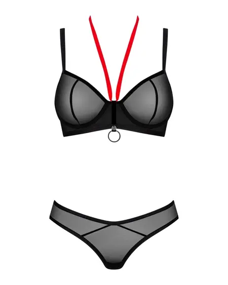 Glandez комплект бельо от 3 части, черно-червен, регулируем, XL/2XL – модел 2