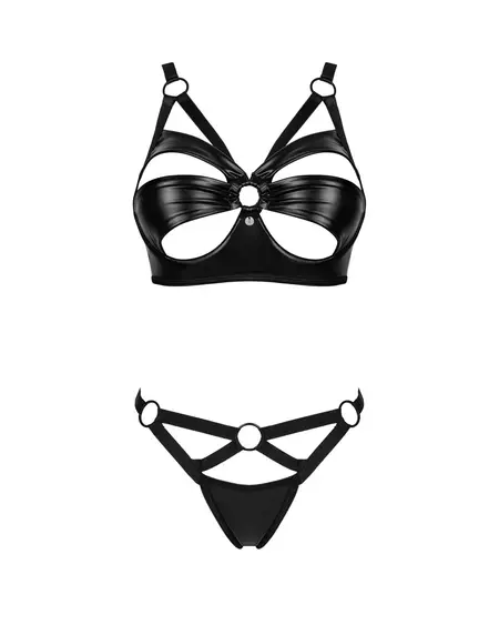 Obsessive Armares Wet Look Lingerie Set XL/2XL, Adjustable Details