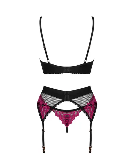 Obsessive Rosenty 3-Piece Lingerie Set Black Lace XS/S Adjustable