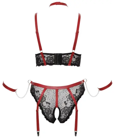 Cottelli Bondage Plus Lace Set 3XL - Black & Red, Adjustable Details