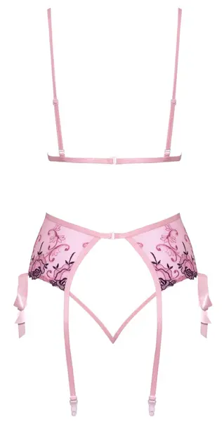 kissable Embroidered Floral Lingerie Set L/XL - Light Pink, 3-Piece