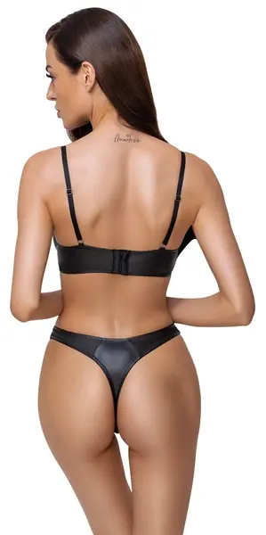 Cottelli Lingerie Matte Black Bra Set 85B/L with Decorative Straps