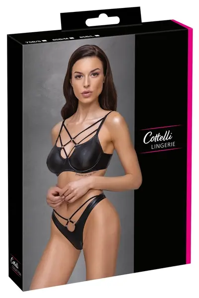 Cottelli LINGERIE Matte Black Bra Set 75B/S Adjustable Straps