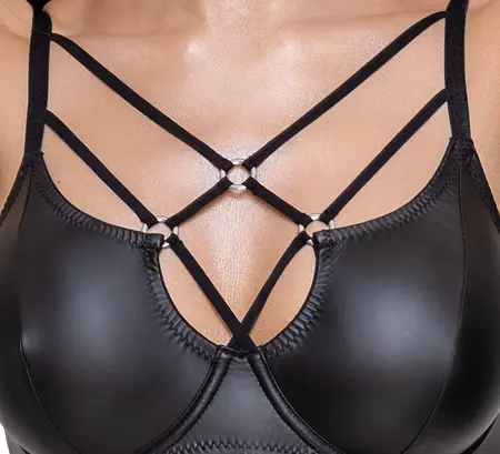 Cottelli LINGERIE Matte Black Bra Set 75B/S Adjustable Straps