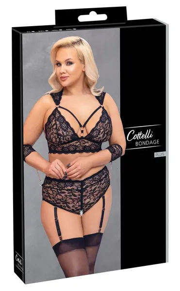 Cottelli Bondage Plus Lace Set 4XL - Adjustable Bralette & Briefs