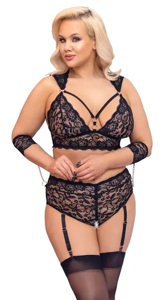 Cottelli Bondage Plus Lace Set 4XL - Adjustable Bralette & Briefs