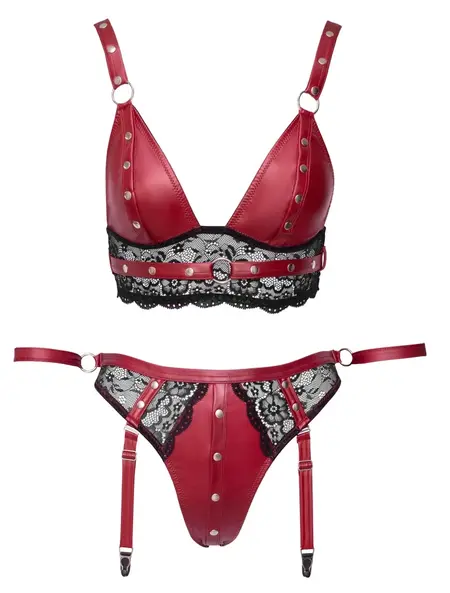 Cottelli Bondage Red Lace Bra Set S Adjustable with Restraints