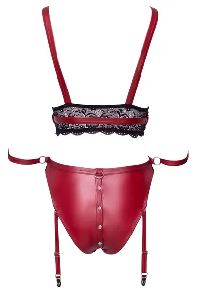 Cottelli Bondage Red Lace Bra Set S Adjustable with Restraints
